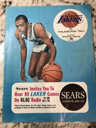 La Lakers 1965 - 66 Nba Game Program V Philadelphia 76ers,  Walt Hazzard On Cover