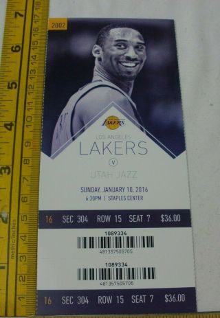 Kobe Bryant Final Season Game Ticket Los Angeles Lakers V Utah Jazz 7