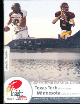 2006 Insight Bowl Media Guide Texas Tech Vs Minnesota