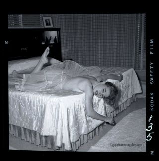 1958 Bunny Yeager Pinup Camera Negative Model In Boudoir Lucy Baron NR 2