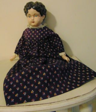 Vtg Porcelain Doll 18 In.  Stuffed Body With Porcelain Head,  Hands And Feet