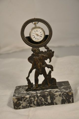 Porte Montre Gousset Ancien Bronze Antique Stand Albert Pocket Watch Holder
