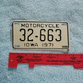 1971 Iowa Motorcycle License Plate 32 (emmit Co) 663