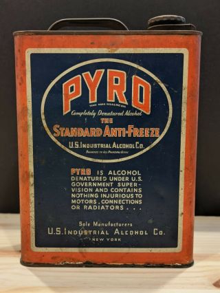 Antique Pyro Anti - Freeze 1 Gallon Empty Can 1927