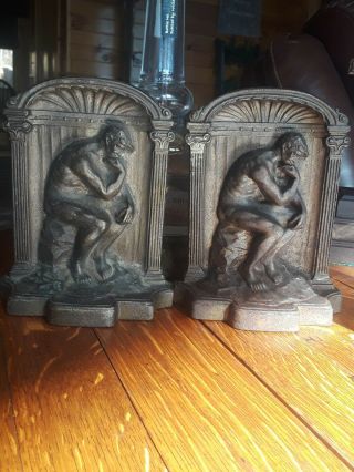 Vintage (the Thinker) Cast Iron Bookends