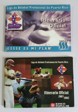 2 Itinerario Liga Beisbol Baseball Profesional De Puerto Rico 2000 - 01 2001 - 02