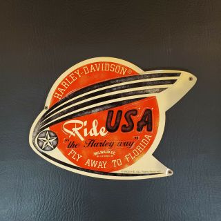Harley - Davidson | Ride Usa | Fly Away To Florida 10 " Tin Sign 2000 H - D