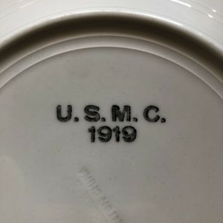 RARE Antique 1919 USMC Signed Marine Corps Dinner Plate Maddock’s Trenton China 2
