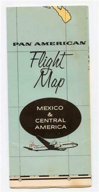 Pan American Flight Map Mexico & Central America 1954