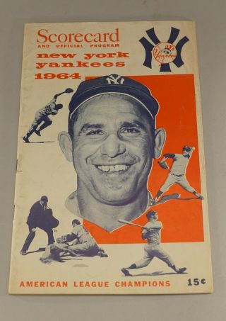 1964 York Yankees Vs.  Baltimore Orioles Baseball Program Berra Cover