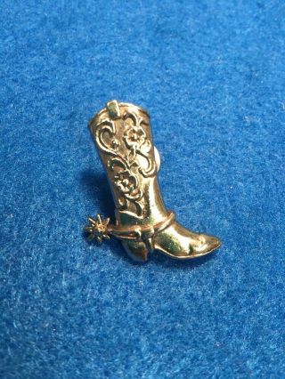 Vintage Avon Western Round - Up Tac Pin Brooch Silver Tone Cowboy Boot Spur