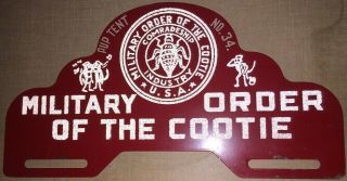 Vintage Vfw Military Order Of The Cootie License Plate Topper Pup Tent No 34 Oh