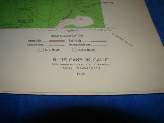 Vtg Usgs Topo Topographical Map 1955 Blue Canyon,  California - 7.  5 Min.