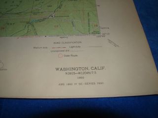 Vtg Usgs Topo Topographical Map 1950 - Washington,  California - 7.  5 Min.