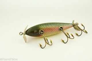 Vintage Creek Chub Flat Side Injured Minnow Antique Fishing Lure Red Side Rs2