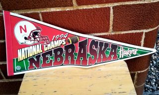 Ncaa Nebraska Huskers Vintage 1994 National Champs Logo Football Pennant