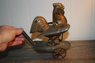 Antique Germany Flapping Wings Rooster Push Tin Toy