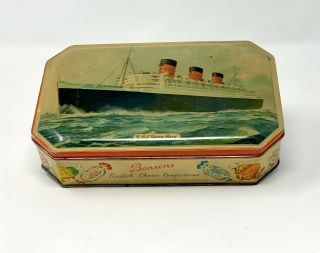 Queen Mary Bensons Toffee Tin With Ship Portrait From 1950s - 60s