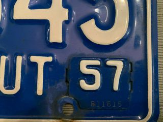 Vintage 1957 Connecticut CT License Plate with Metal Tag - 3