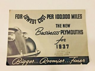 1937 Business Plymouth Sales Brochure Great Pictures Classic Car Display