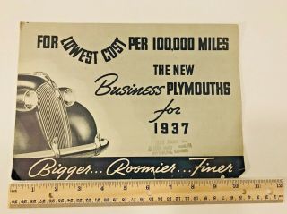 1937 Business Plymouth Sales Brochure Great Pictures Classic Car Display 2