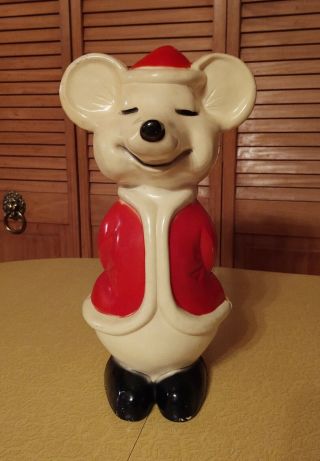 Vintage Christmas Santa Mouse Blow Mold Indoor / Outdoor Union Products 15 " Tall