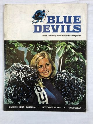 1971 Duke Blue Devils Vs North Carolina College Football Program November 20