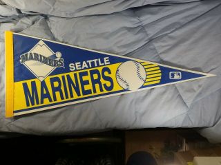 Vtg 1980s Seattle Mariners Full Size 30 " Mlb Felt Pennant -