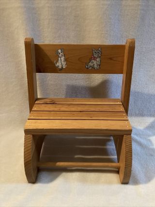 Vintage Children’s Wooden Folding Step Stool Seat Chair Child