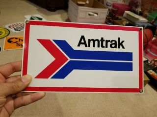 Vintage Amtrak Porcelain Enamel Metal Sign Ande Rooney 11 " X6.  5 "