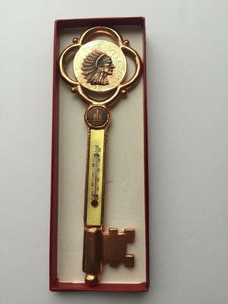 Vintage Anaconda Copper Mine Butte Montana Souvenir Key Thermometer Indian Motif
