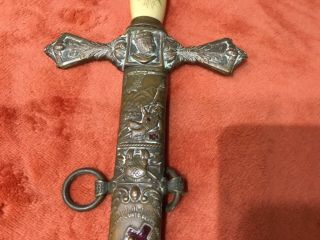 Antique Masonic Knights of Columbus Sword With Scabbard made by Ames 3