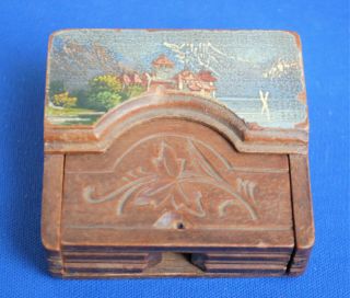 A Handpainted Pocket Watch Stand Or Case,  Chillon Castle,  Victorian