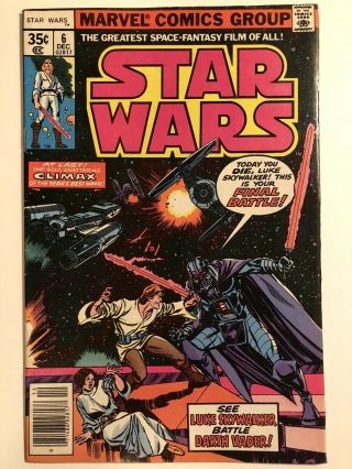 Star Wars 6 “a Hope” (dec 1977,  Marvel) Vintage 1st Print Fn,  6.  5