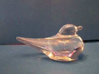 Vintage Daum France Art Glass Bird Figurine Crystal Paperweight,  Signed