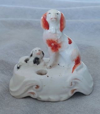 Antique 1830s Staffordshire Spaniels Dog Porcelain Figurine