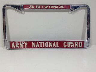 Vintage Army National Guard Chrome Metal License Plate Frame