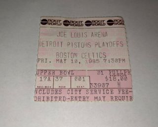 1985 Detroit Pistons Vs Bostons Celtics Nba Playoffs Game Ticket Stub Joe Louis