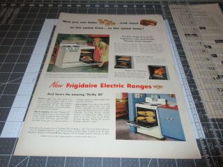 1952 Frigidaire Electric Range Women Baking Pies & Cooking Vintage Print Ad