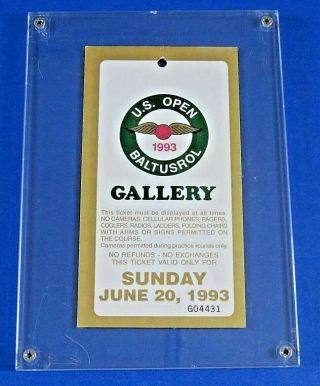 1993 Us Open Golf Ticket In Acrylic Case Sunday June 20th