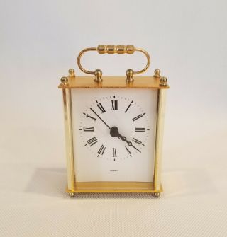 Vintage Brass Quartz Desk Shelf Clock Battery With Second Hand - 4 1/2 " Tall