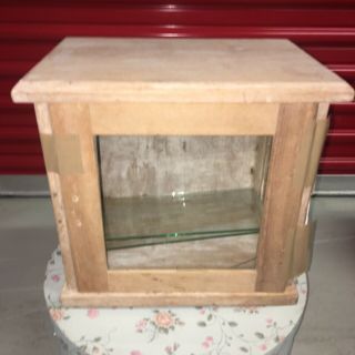 Antique Wood & Glass Cabinet Decor Tabletop Display Cabinet Stripped