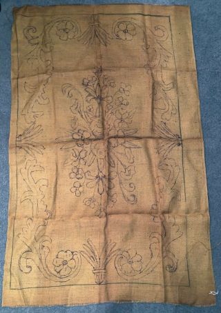 Vintage Unbranded Big Rug Hooking Pattern - 30 " X 50 " - Scrolls Flowers