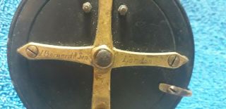 Rare Antique Brass Plate & Possibly Bakelite 3” Fishing Reel J Bernard London. 2
