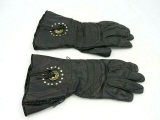 Vintage Black Leather Motorcycle Gloves Mens Size Xl