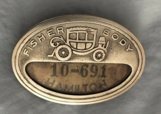 Fisher Body Employee Badge: Hamilton Ohio; Iconic Buggy Emblem
