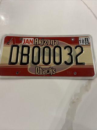 Arizona Diamondbacks Dbacks Baseball Team License Plate,  Expired,  32nd Issued