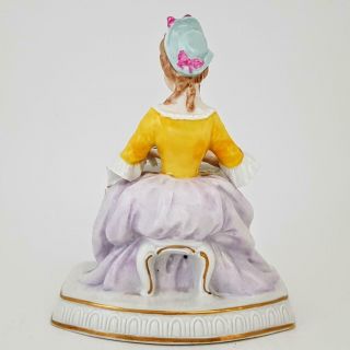 Antique 19th Century Dresden Porcelain Hand Painted Seated Lady Pianist Figurine 3