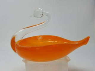 Vintage Swan Candy Dish Bowl Orange Teardrop Modern