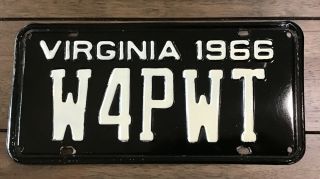 1966 Virginia License Plate - Ham - Amateur Radio Operator
